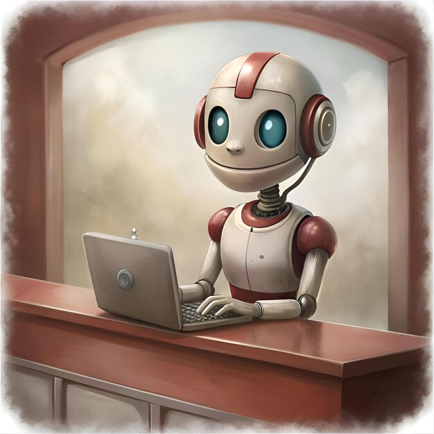 friendly-robot-receptionist-sits-desk-with-laptop-ready-assist_856795-78250